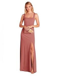 BIRDY GREY MAUVE PINK MAXI SPLIT LEG GOWN S